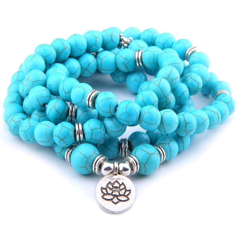 Collier Mala Bleu Lotus
