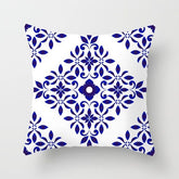 Coussin Bohème Blanc et Bleu