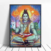 Poster Indien Shiva Bleu